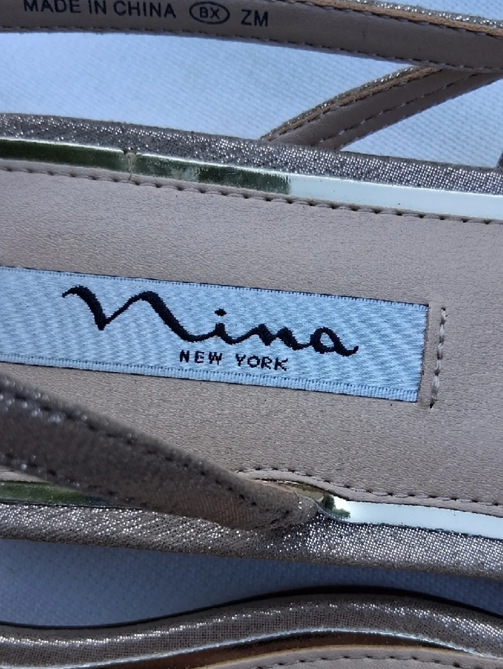 Nina Metallic Rose Gold Crystal-Strap Slingback Sandals